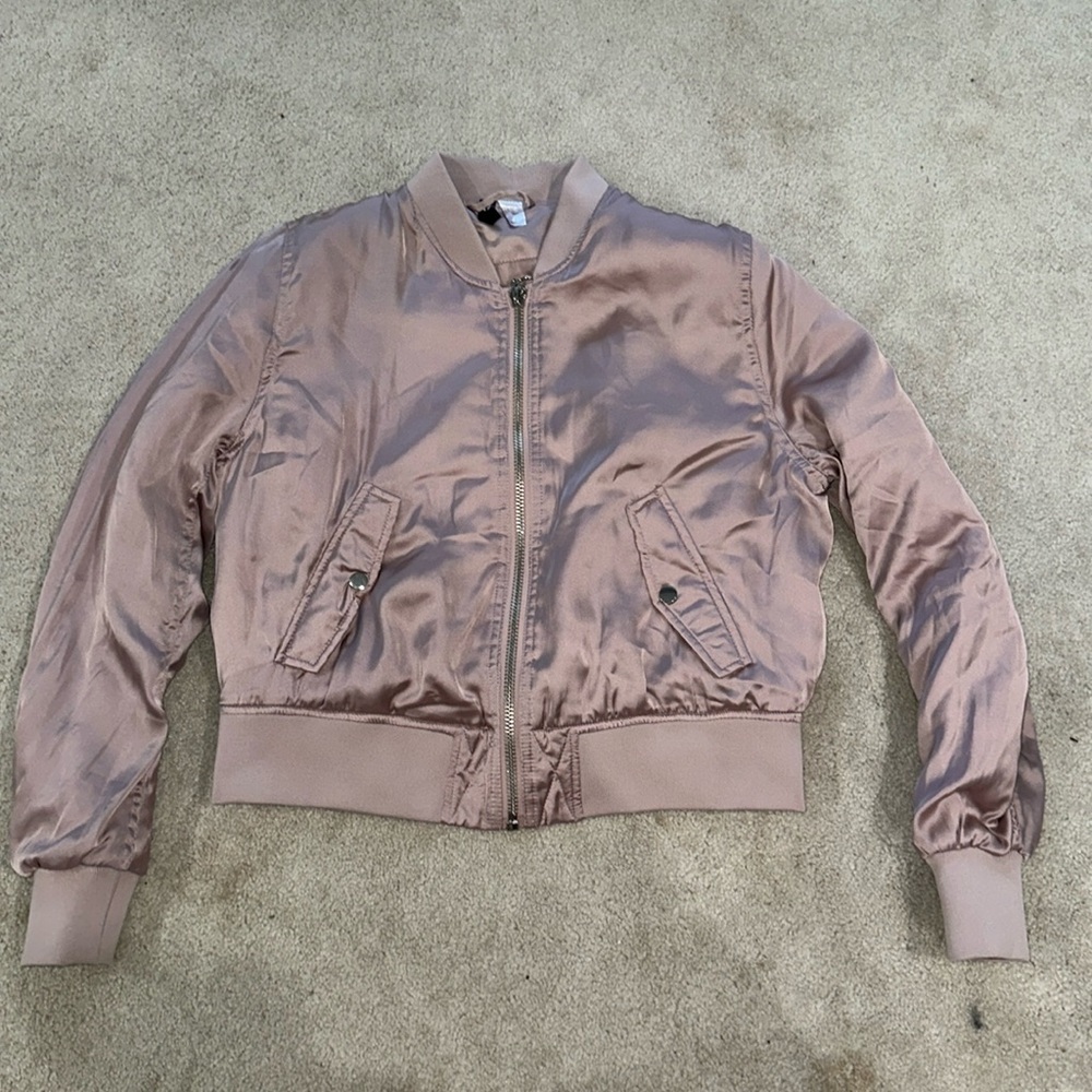 light pink satin bomber jacket